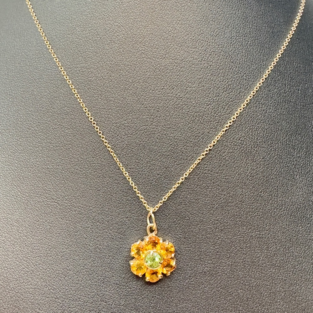 14K Gold Citrine & Peridot Pendant